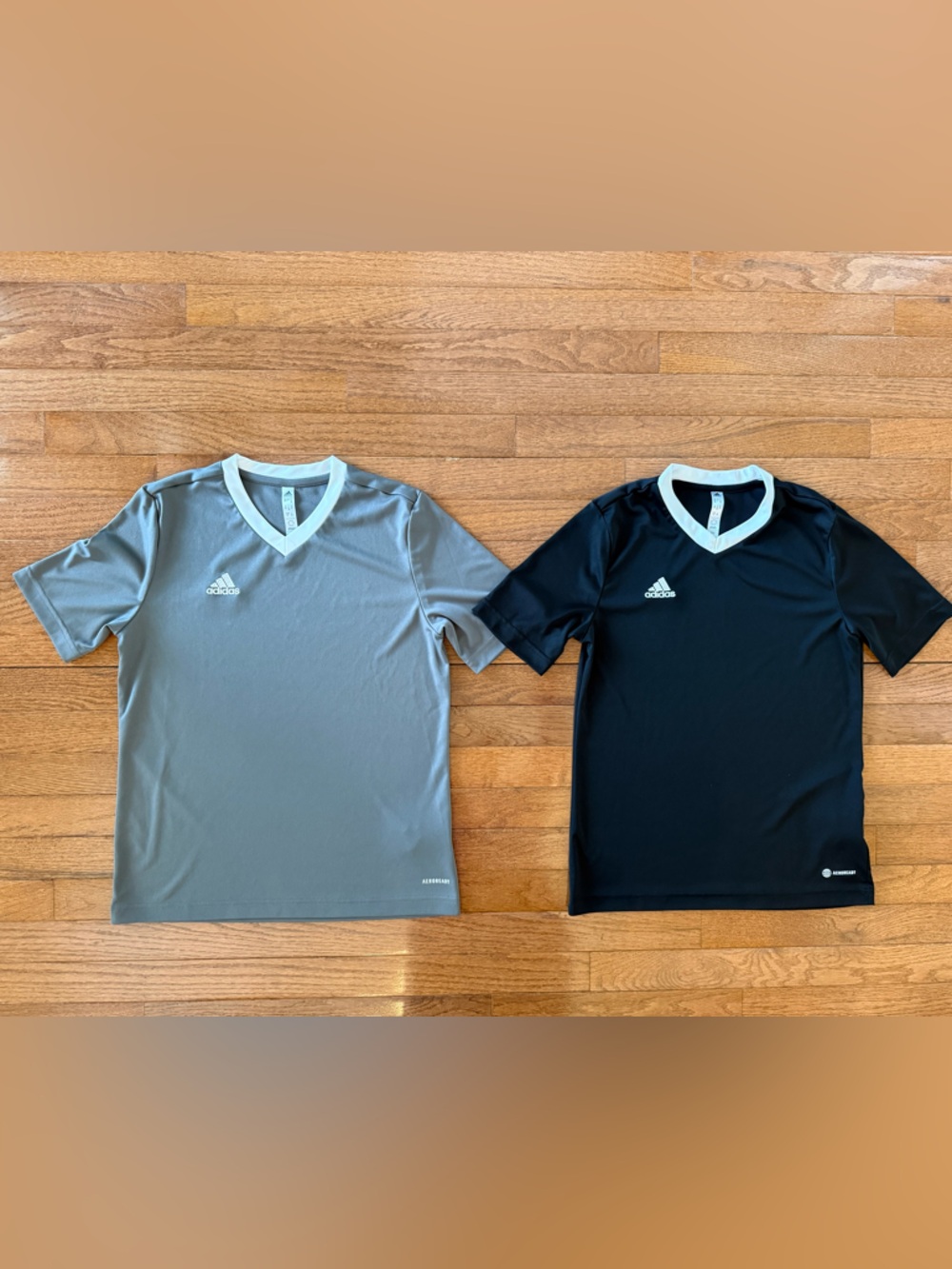 adidas Boy’s Short Sleeve Training Tees - Gray and Black